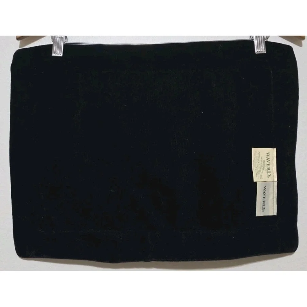 WAVERLY 7 Thick Black Velvet Plaid Placemats Gold‎ Trim Christmas Holiday Party